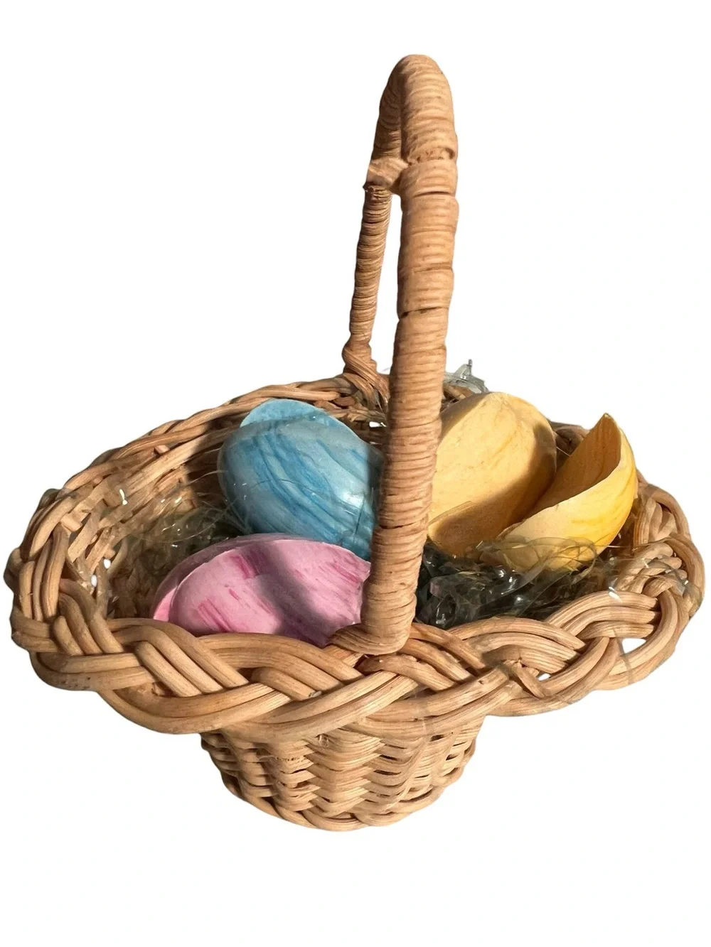 Vintage Avon Marbleized Egg Soaps in Basket 3 Fragranced Soaps Wicker Basket